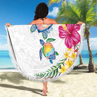 Hawaiian Abstract Art Turtles Beach Blanket with Plumeria and Hibiscus LT03 - Polynesian Pride