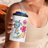 Hawaiian Abstract Art Turtles 4 in 1 Can Cooler Tumbler with Plumeria and Hibiscus - Polynesian Pride