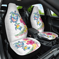 Hawaiian Abstract Art Turtles Car Seat Cover with Plumeria and Hibiscus LT03 One Size White - Polynesian Pride