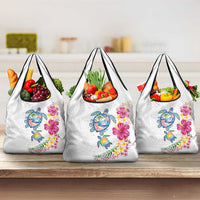Hawaiian Abstract Art Turtles Grocery Bag with Plumeria and Hibiscus LT03 3-pack One Size White - Polynesian Pride