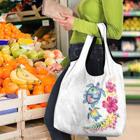 Hawaiian Abstract Art Turtles Grocery Bag with Plumeria and Hibiscus LT03 - Polynesian Pride