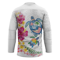 Hawaiian Abstract Art Turtles Hockey Jersey with Plumeria and Hibiscus LT03 - Polynesian Pride