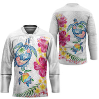 Hawaiian Abstract Art Turtles Hockey Jersey with Plumeria and Hibiscus LT03 - Polynesian Pride