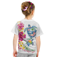 Hawaiian Abstract Art Turtles Kid T Shirt with Plumeria and Hibiscus LT03 - Polynesian Pride