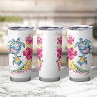 Hawaiian Abstract Art Turtles Tumbler Cup with Plumeria and Hibiscus - Polynesian Pride