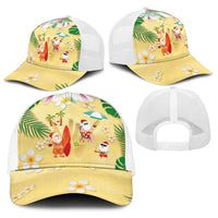 Hawaiian Mele Kalikimaka Baseball Net Cap Funny Santa Claus on Beach with Tropical Plants and Lei LT03 - Polynesian Pride