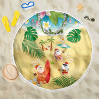 Hawaiian Mele Kalikimaka Beach Blanket Tropical Plumeria and Lei Funny Santa Beach LT03 One Size 150cm Multicolor - Polynesian Pride