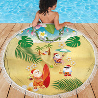 Hawaiian Mele Kalikimaka Beach Blanket Tropical Plumeria and Lei Funny Santa Beach LT03 - Polynesian Pride