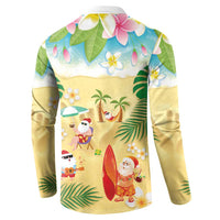 Hawaiian Mele Kalikimaka Button Sweatshirt Tropical Plumeria and Lei Funny Santa Beach LT03 - Polynesian Pride