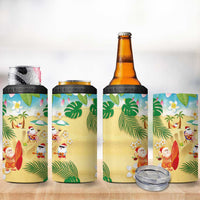 Hawaiian Mele Kalikimaka 4 in 1 Can Cooler Tumbler Tropical Plumeria and Lei Funny Santa Beach - Polynesian Pride