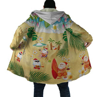 Hawaiian Mele Kalikimaka Cloak Tropical Plumeria and Lei Funny Santa Beach - Polynesian Pride