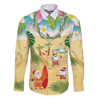 Hawaiian Mele Kalikimaka Family Matching Mermaid Dress and Hawaiian Shirt Tropical Plumeria and Lei Funny Santa Beach - Polynesian Pride
