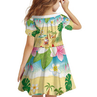 Hawaiian Mele Kalikimaka Family Matching Puletasi and Hawaiian Shirt Tropical Plumeria and Lei Funny Santa Beach - Polynesian Pride