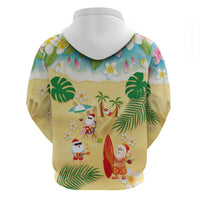 Hawaiian Mele Kalikimaka Hoodie Tropical Plumeria and Lei Funny Santa Beach - Polynesian Pride