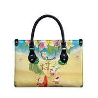 Hawaiian Mele Kalikimaka Leather Bag Tropical Plumeria and Lei Funny Santa Beach - Polynesian Pride