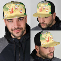 Hawaiian Mele Kalikimaka Mesh Trucker Cap Funny Santa Claus on Beach with Tropical Plants and Lei LT03 - Polynesian Pride