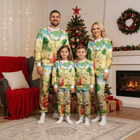 Hawaiian Mele Kalikimaka Christmas Pajama Set Funny Santa Claus on Beach with Tropical Plants and Lei - Polynesian Pride
