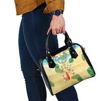 Hawaiian Mele Kalikimaka Shoulder Handbag Tropical Plumeria and Lei Funny Santa Beach - Polynesian Pride