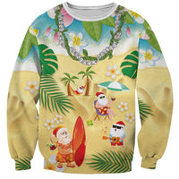 Hawaiian Mele Kalikimaka Sweatshirt Tropical Plumeria and Lei Funny Santa Beach LT03 Unisex Multicolor - Polynesian Pride