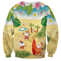 Hawaiian Mele Kalikimaka Sweatshirt Tropical Plumeria and Lei Funny Santa Beach LT03 - Polynesian Pride