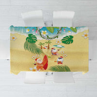 Hawaiian Mele Kalikimaka Tablecloth Tropical Plumeria and Lei Funny Santa Beach LT03 Multicolor - Polynesian Pride