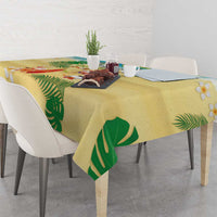 Hawaiian Mele Kalikimaka Tablecloth Tropical Plumeria and Lei Funny Santa Beach LT03 - Polynesian Pride