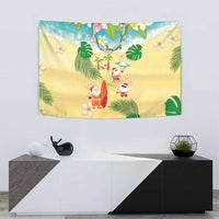 Hawaiian Mele Kalikimaka Tapestry Tropical Plumeria and Lei Funny Santa Beach LT03 - Polynesian Pride