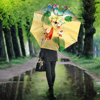 Hawaiian Mele Kalikimaka Umbrella Tropical Plumeria and Lei Funny Santa Beach - Polynesian Pride