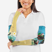 Hawaiian Mele Kalikimaka Arm Sleeves Tropical Xmas Turtles Red Poinsettia Watercolor - Polynesian Pride