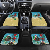 Hawaiian Mele Kalikimaka Car Mats Tropical Xmas Turtles Red Poinsettia Watercolor - Polynesian Pride