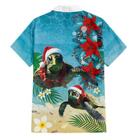 Hawaiian Mele Kalikimaka Family Matching Tank Maxi Dress and Hawaiian Shirt Tropical Xmas Turtles Red Poinsettia Watercolor - Polynesian Pride