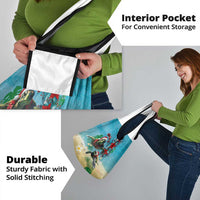 Hawaiian Mele Kalikimaka Grocery Bag Tropical Xmas Turtles Red Poinsettia Watercolor - Polynesian Pride