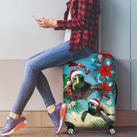 Hawaiian Mele Kalikimaka Luggage Cover Tropical Xmas Turtles Red Poinsettia Watercolor - Polynesian Pride