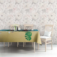 Hawaiian Mele Kalikimaka Tablecloth Tropical Xmas Turtles Red Poinsettia Watercolor LT03 - Polynesian Pride