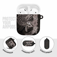 Hawaiian Plumeria and Hibiscus with Turtles AirPods Case Polynesian Art Grayscale LT03 - Polynesian Pride