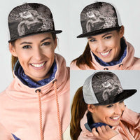 Hawaiian Plumeria and Hibiscus with Turtles Mesh Trucker Cap Polynesian Art Grayscale LT03 - Polynesian Pride