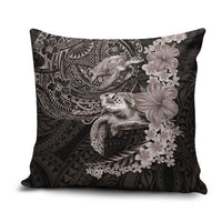 Hawaiian Plumeria and Hibiscus with Turtles Pillow Cover Polynesian Art Grayscale - Polynesian Pride