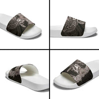 Hawaiian Plumeria and Hibiscus with Turtles Slide Sandals Polynesian Art Grayscale LT03 - Polynesian Pride