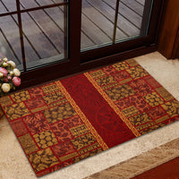 Hawaii Style Hibiscus and Tribal Element Fabric Patchwork Rubber Doormat LT03 - Polynesian Pride