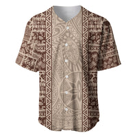 Hawaii Style Hibiscus and Tribal Element Fabric Patchwork Baseball Jersey Beige Version LT03 Beige - Polynesian Pride