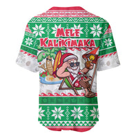 Hawaii Mele Kalikimaka Baseball Jersey Aloha Santa and Palm Tree Mix Kakau Pattern LT03 - Polynesian Pride