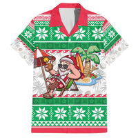 Custom Hawaii Mele Kalikimaka Hawaiian Shirt Aloha Santa and Palm Tree Mix Kakau Pattern LT03 Green - Polynesian Pride
