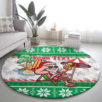 Custom Hawaii Mele Kalikimaka Round Carpet Aloha Santa and Palm Tree Mix Kakau Pattern LT03 - Polynesian Pride