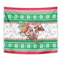 Custom Hawaii Mele Kalikimaka Tapestry Aloha Santa and Palm Tree Mix Kakau Pattern LT03 - Polynesian Pride