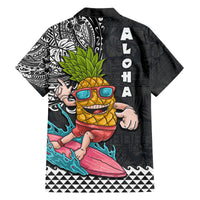 Hawaii Pineapple Surfing With Kakau Tribal Family Matching Off Shoulder Long Sleeve Dress and Hawaiian Shirt LT03 - Polynesian Pride