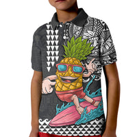 Hawaii Pineapple Surfing With Kakau Tribal Kid Polo Shirt LT03 Kid Brown - Polynesian Pride
