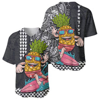 Hawaii Pineapple Surfing Kakau Tribal Personalised Baseball Jersey LT03 - Polynesian Pride