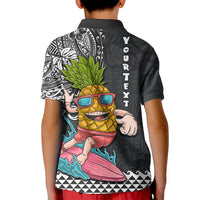 Hawaii Pineapple Surfing Kakau Tribal Personalised Kid Polo Shirt LT03 - Polynesian Pride