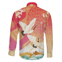 Hawaiian and Japanese Culture Together Family Matching Mermaid Dress and Hawaiian Shirt Kakau Art Tattoo with Cranes and Sakura Spring Vibe - Polynesian Pride