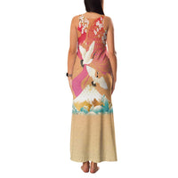 Hawaiian and Japanese Culture Together Family Matching Tank Maxi Dress and Hawaiian Shirt Kakau Art Tattoo with Cranes and Sakura Spring Vibe - Polynesian Pride